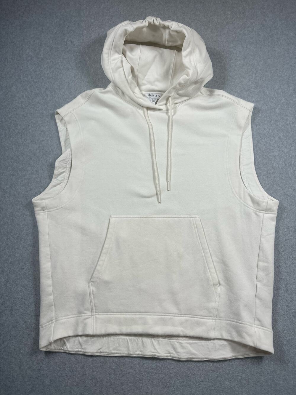 Athleta Retroplush Cocoon Sleeveless Hoodie Medium Bone Cozy Soft Outwear